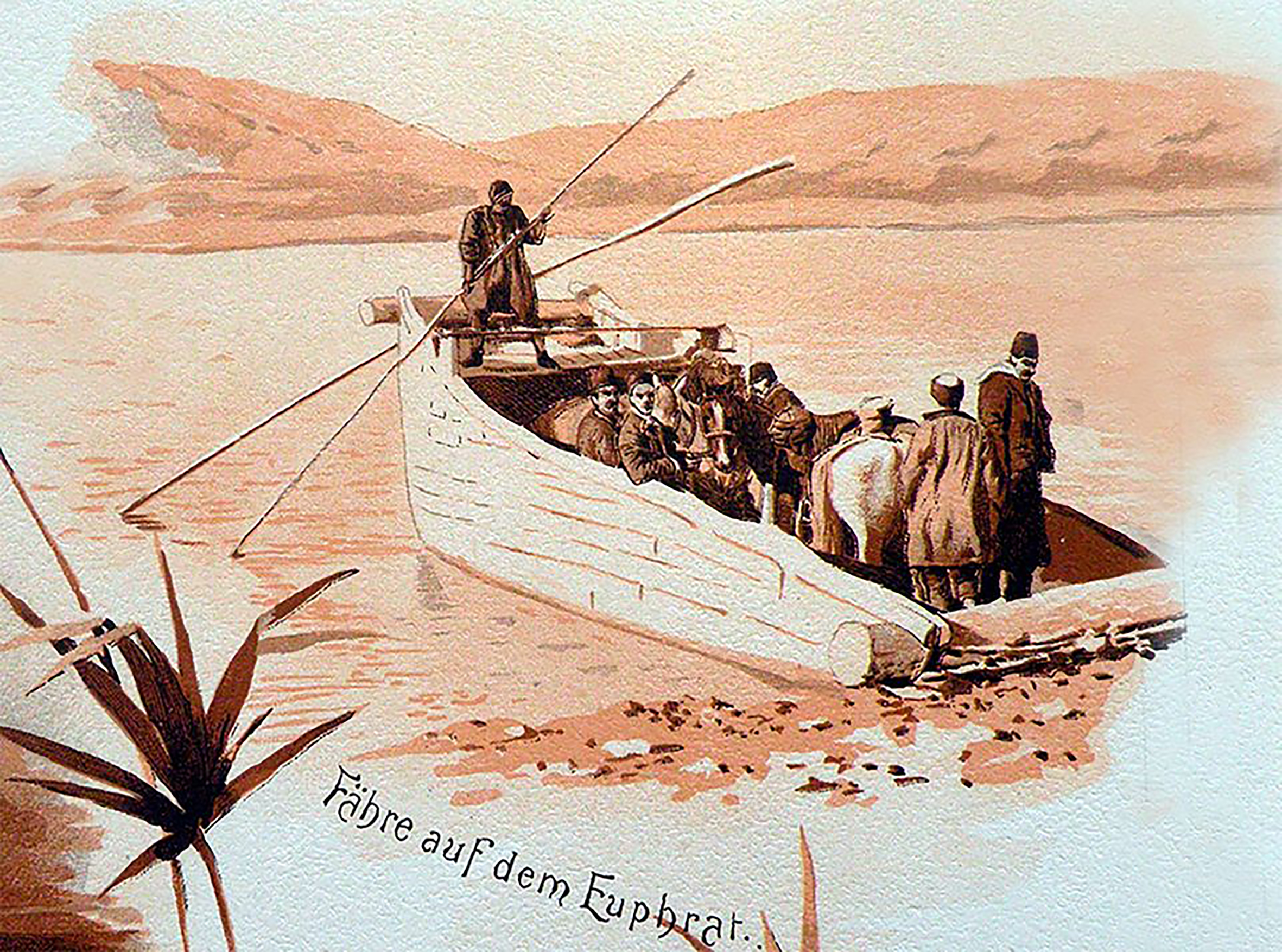 PALU - Murat Nehri &uuml;zerinde kay?kla ta??mac?l?k - 1899 -
Kaynak: Ernst Lohmann, Skizzen und Bilder aus dem Orient, Frankfurt, 1899